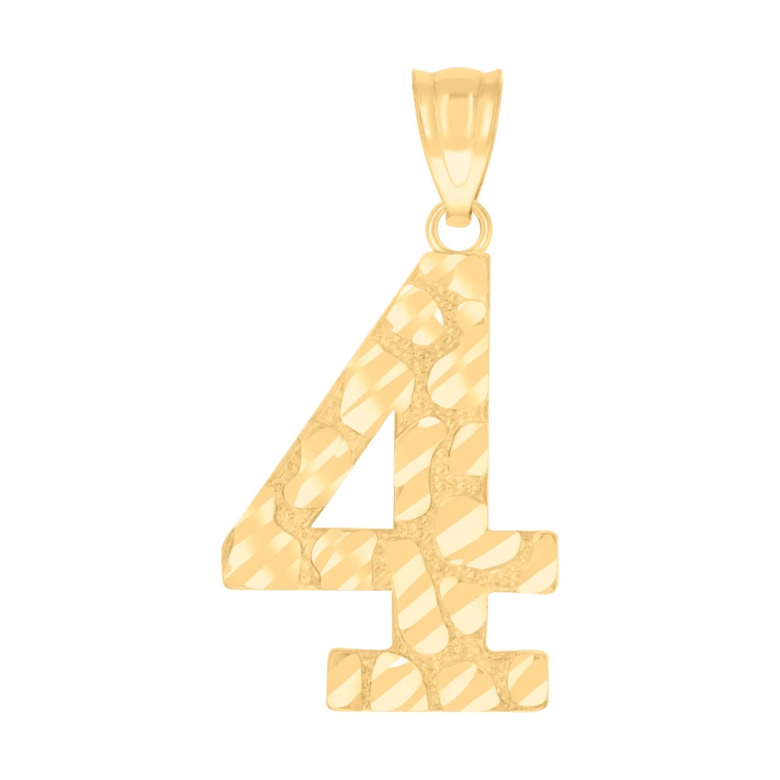 10k Yellow Gold Initial Number "4" Pendant 0.9g Numeral Unisex Charm