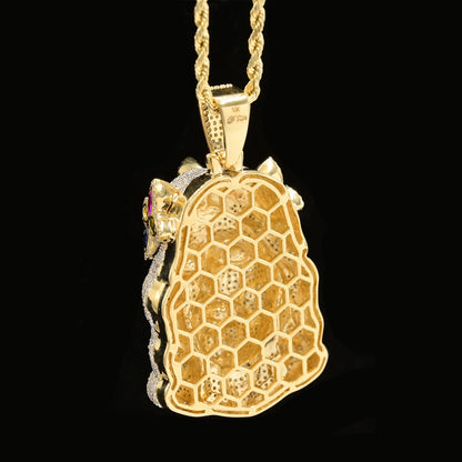 10k Yellow Gold 4.6CTW Pure Diamond Chrome Heart Jesus Head Pendant 21.7g Charm