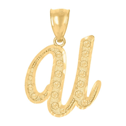 10k Yellow Gold Floral Initial Letter "U" Pendant 1.7g Alphabet Unisex Charm