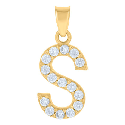 10k Yellow Gold Cubic Zirconia Initial "S" Pendant 1g Alphabet Unisex Charm