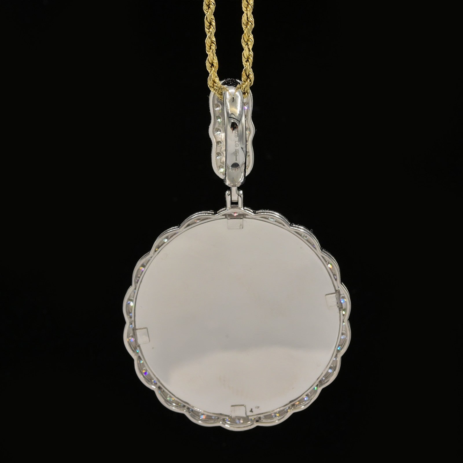 925 Silver 3.54CTW Lab Grown Diamond Picture Charm Curve Edges Pendant 11.4g