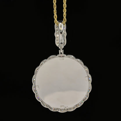 925 Silver 3.54CTW Lab Grown Diamond Picture Charm Curve Edges Pendant 11.4g