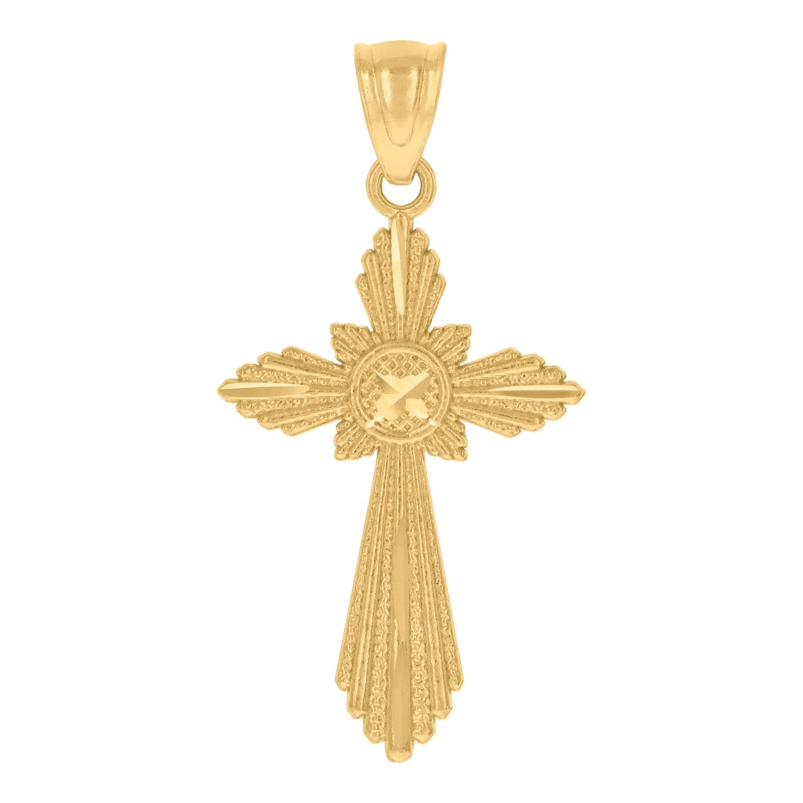 Womens 10k Yellow Gold Textured Cross Religious Charm 1gms Pendant