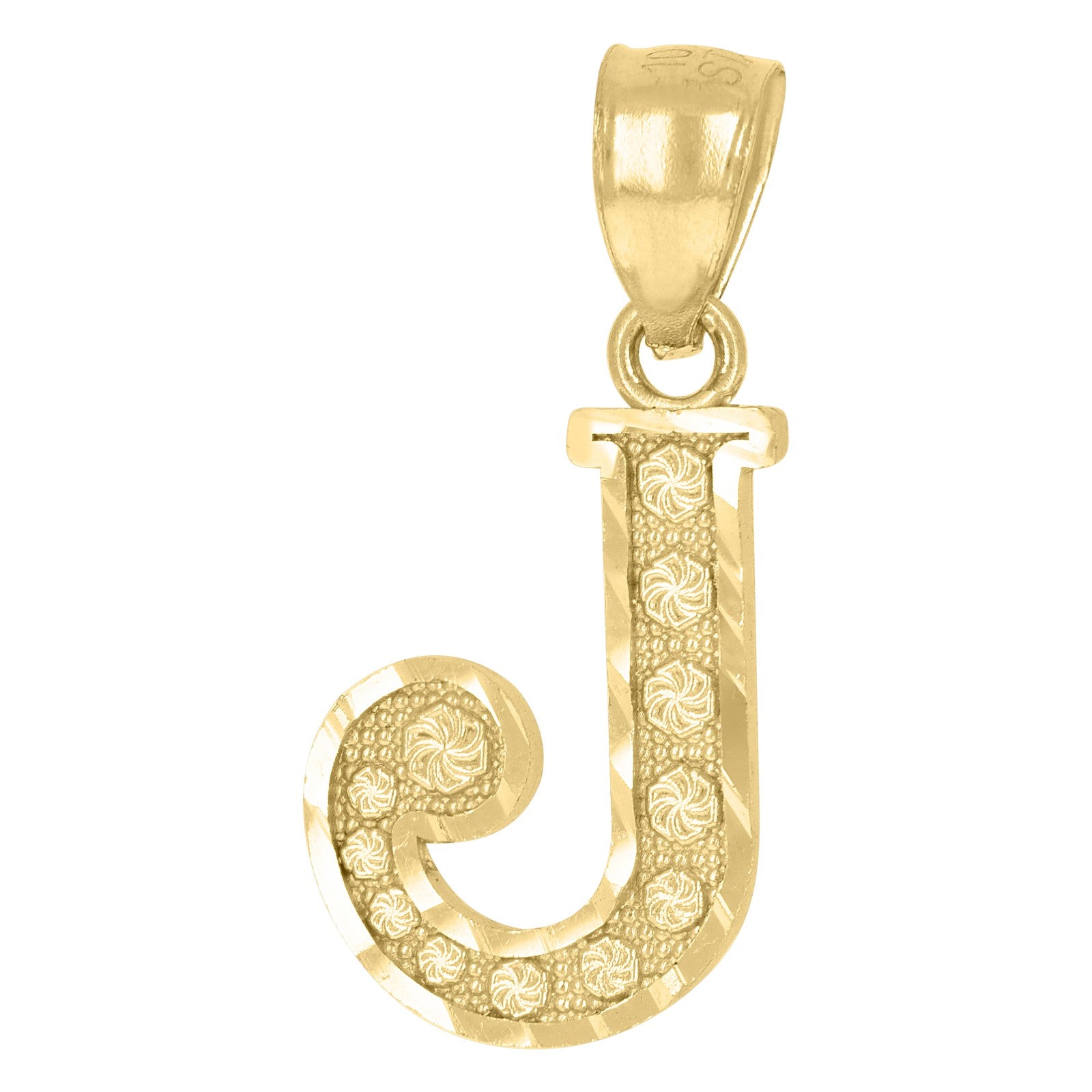 10k Yellow Gold Initial Alphabet Pendant 0.8g Men Women Diamond Cut Charm