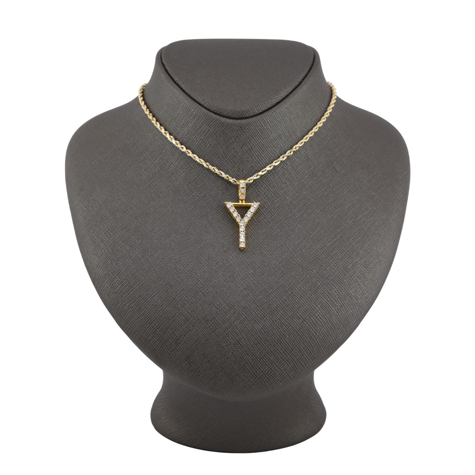 925 Yellow Natural 0.15 CTW Diamond Initial Alphabet "Y" Pendant 2g Unisex Charm