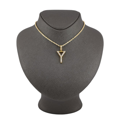925 Yellow Natural 0.15 CTW Diamond Initial Alphabet "Y" Pendant 2g Unisex Charm