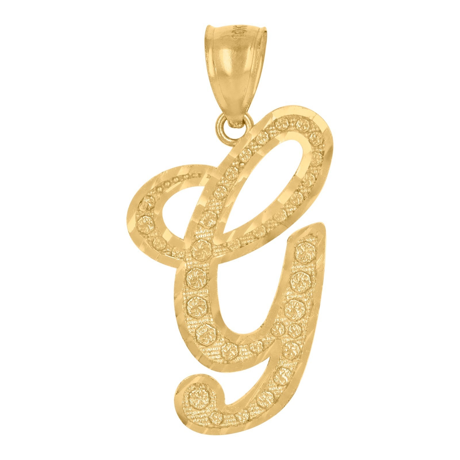 10k Yellow Gold Floral Initial Letter "G" Pendant 1.9g Alphabet Unisex Charm
