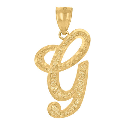 10k Yellow Gold Floral Initial Letter "G" Pendant 1.9g Alphabet Unisex Charm
