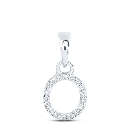 0.04CTW Natural Diamond 0.4g 10k White Gold Initial "O" Pendant Letter Charm