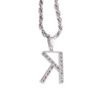 925 Silver Natural 0.15 CTW Diamond Initial Alphabet "K" Pendant 2g Unisex Charm