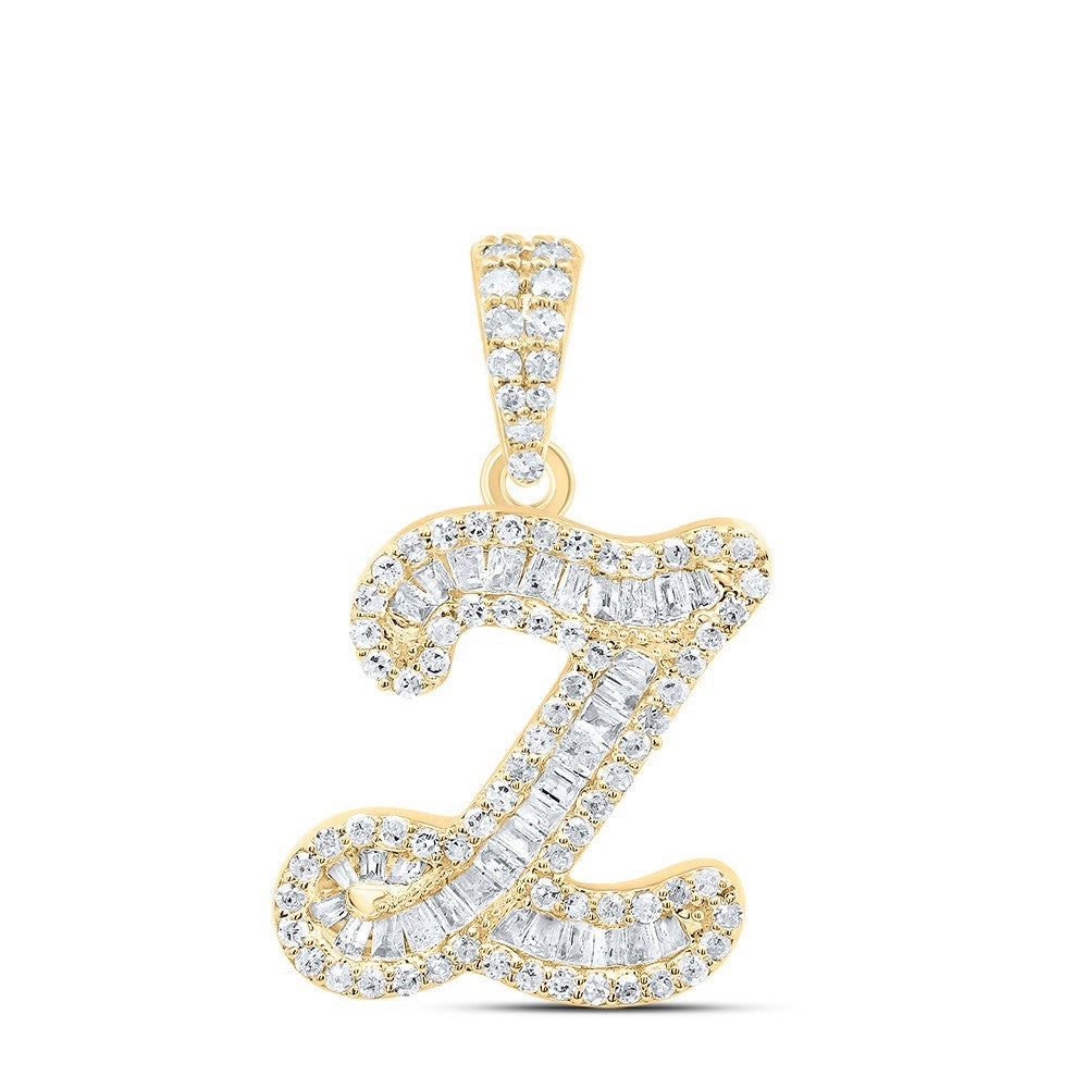 10k Yellow Gold Mens 0.39 CTW Natural Diamond Initial "Z" Charm 1.49g Pendant