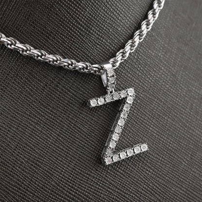 Plated 925 Sterling Silver Natural Diamond Pendant 2 grams Charm A to Z Initials