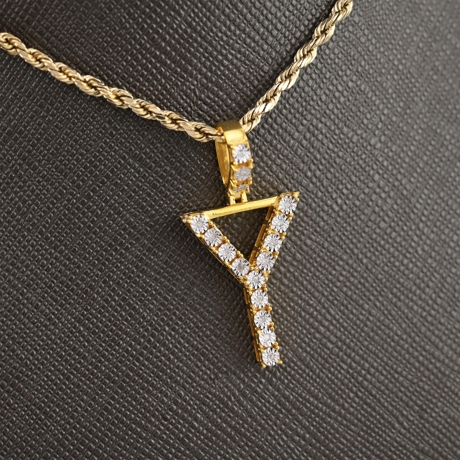 925 Yellow Natural 0.15 CTW Diamond Initial Alphabet "Y" Pendant 2g Unisex Charm