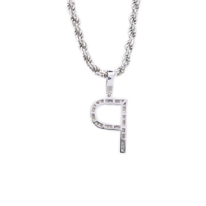925 Silver Natural 0.15 CTW Diamond Initial Alphabet "P" Pendant 2g Unisex Charm