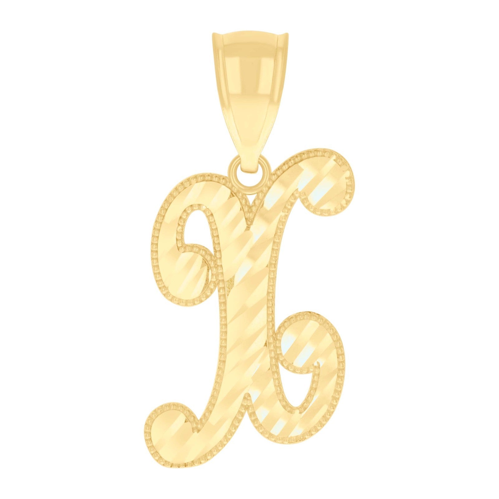 10k Yellow Gold Crown Initial Letter "X" Pendant 1.1g Alphabet Unisex Charm