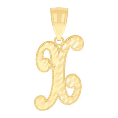 10k Yellow Gold Crown Initial Letter "X" Pendant 1.1g Alphabet Unisex Charm