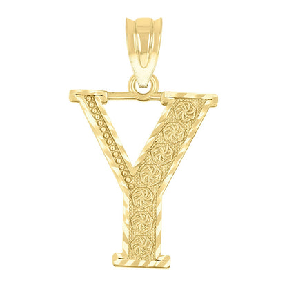 10k Yellow Gold Initial Letter "Y" Pendant 1.3g Alphabet Unisex Charm