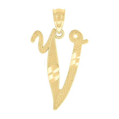 10k Yellow Gold Initial Letter "V" Pendant 0.6g Alphabet Unisex Charm