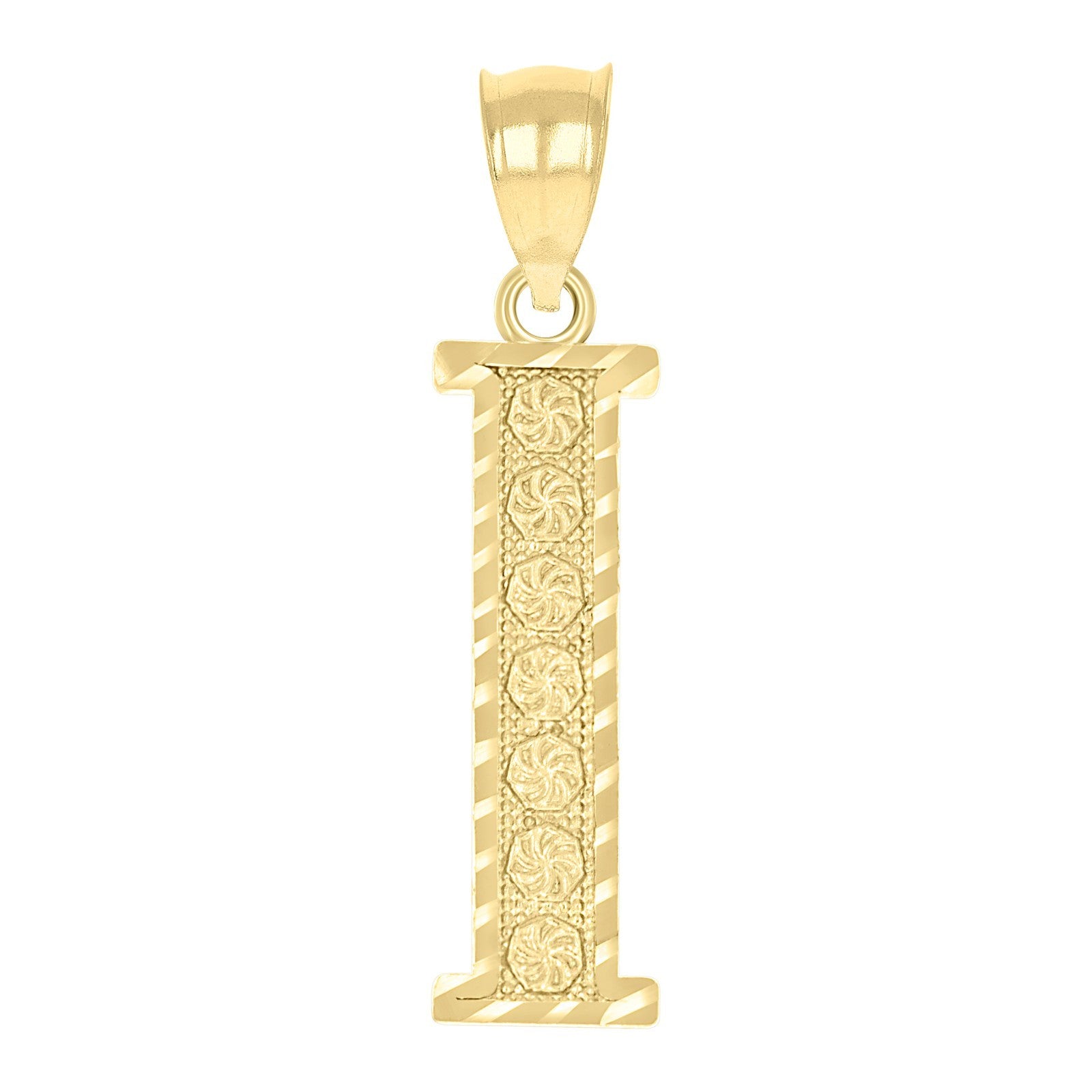 10k Yellow Gold Initial Letter "I" Pendant 1.4g Alphabet Unisex Charm