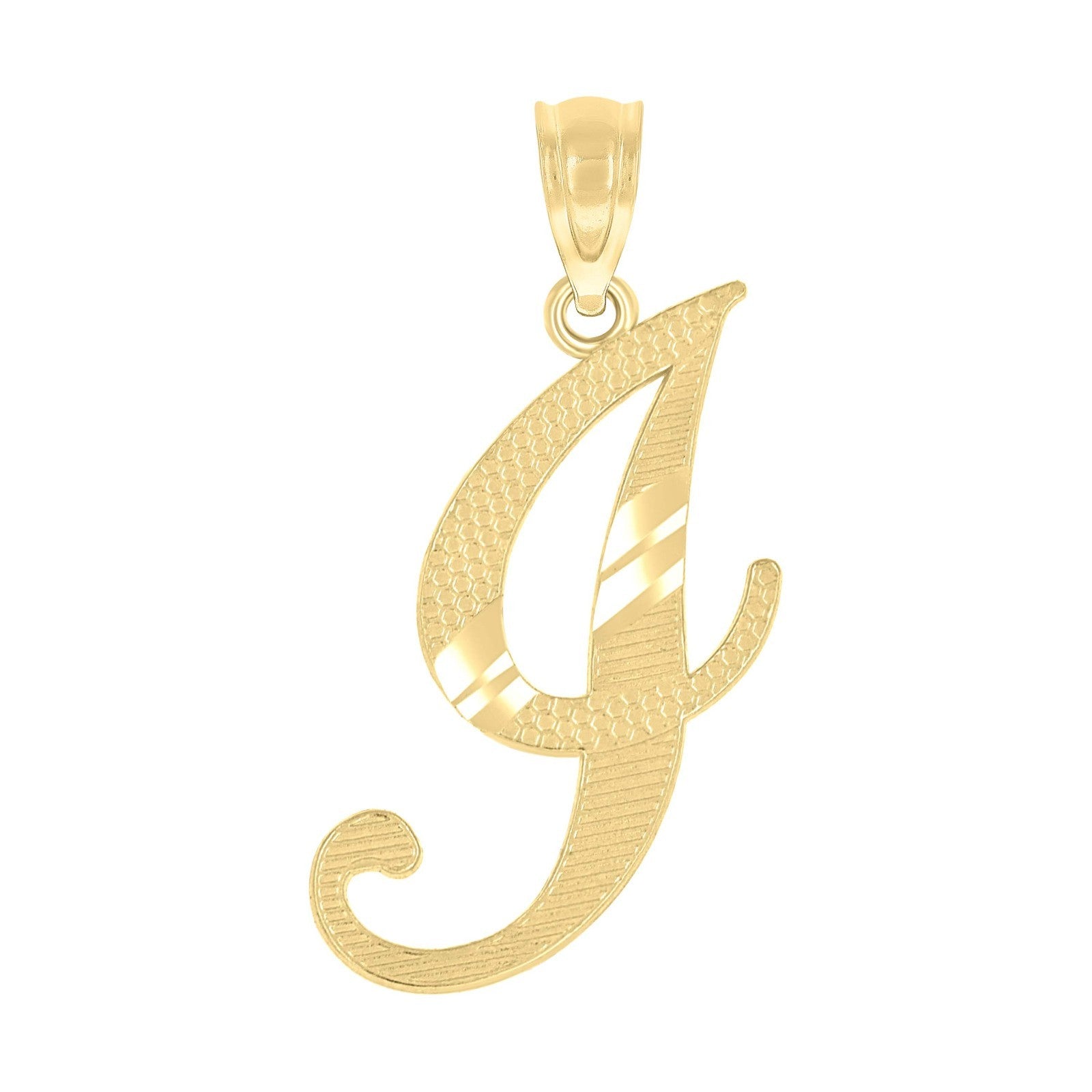 10k Yellow Gold Initial Letter "I" Pendant 0.6g Alphabet Unisex Charm
