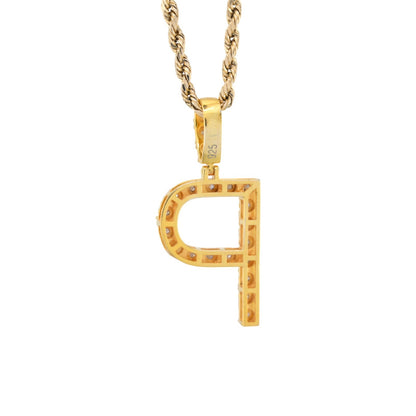 925 Yellow Natural 0.15 CTW Diamond Initial Alphabet "P" Pendant 2g Unisex Charm