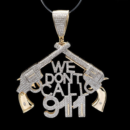 10k Yellow Gold 1.05CTW Natural Round & Baguette Diamond Gun Pendant 9.6g Charm