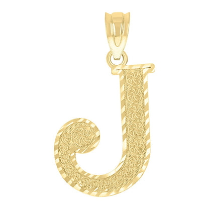 10k Yellow Gold Initial Letter "J" Pendant 1.2g Alphabet Unisex Charm