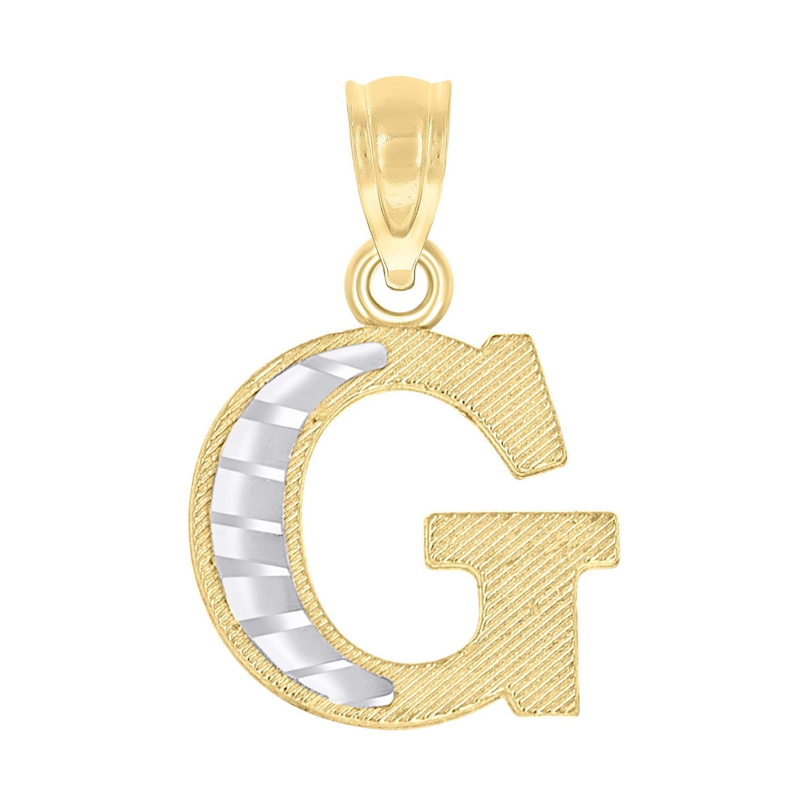10k Yellow & White Gold Initial Letter "G" Pendant 0.6g Alphabet Unisex Charm
