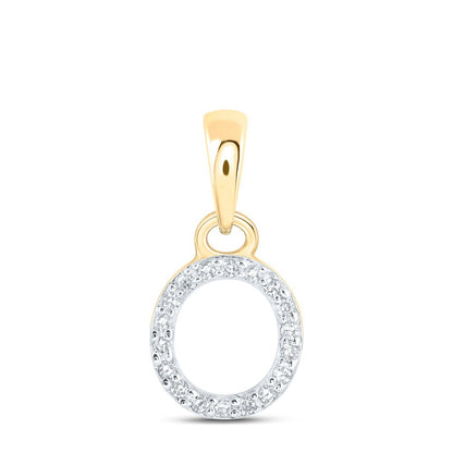 0.04CTW Natural Diamond 0.4g 10k Yellow Gold Initial "O" Pendant Letter Charm