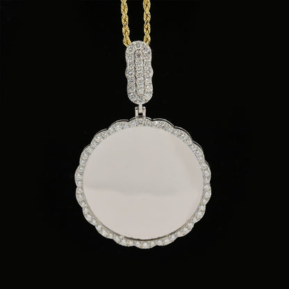 925 Silver 3.54CTW Lab Grown Diamond Picture Charm Curve Edges Pendant 11.4g