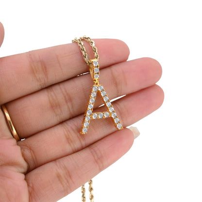 Plated 925 Sterling Silver Natural Diamond Pendant 2 grams Charm A to Z Initials