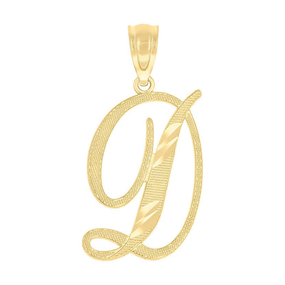 10k Yellow Gold Initial Letter "D" Pendant 0.8g Alphabet Unisex Charm