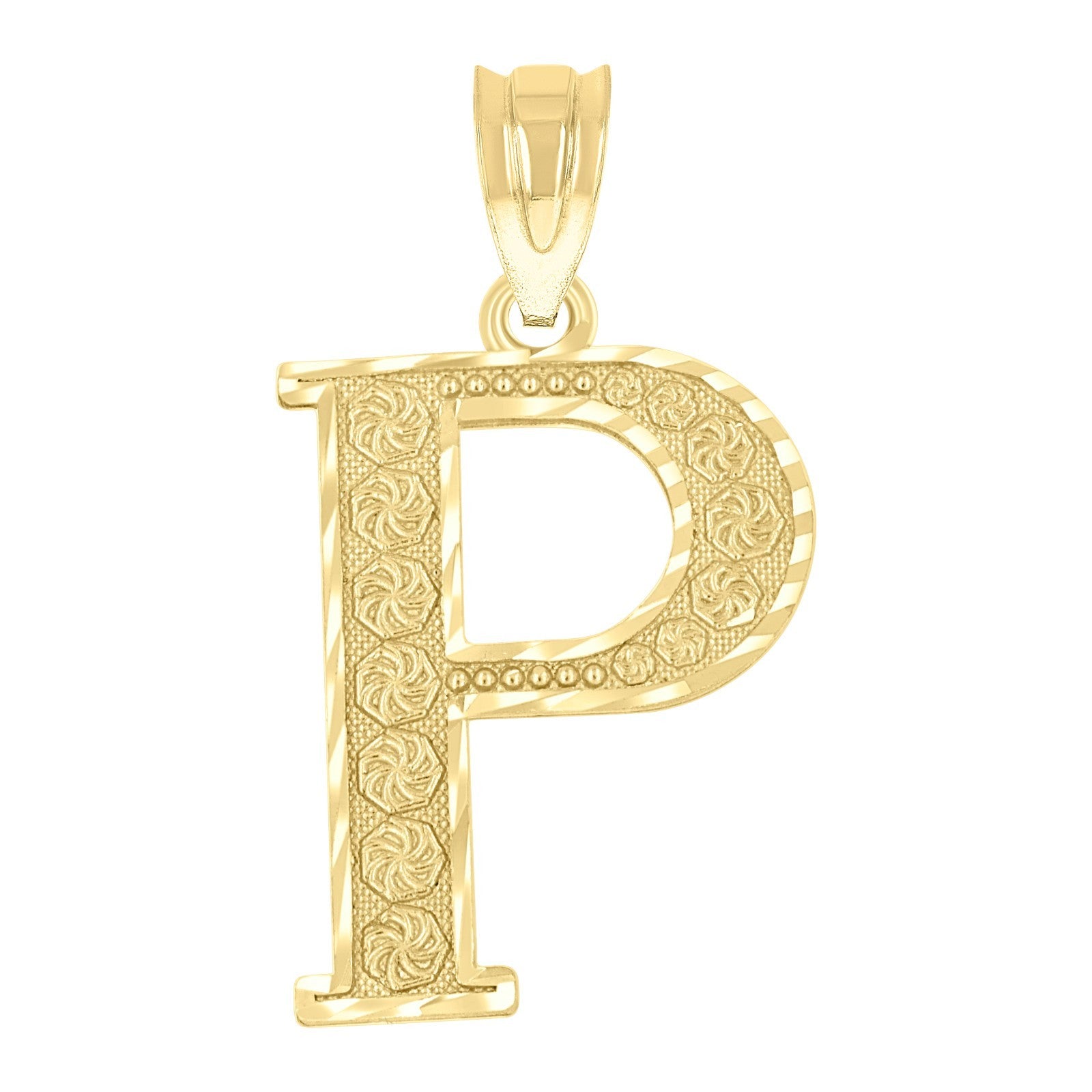 10k Yellow Gold Initial Letter "P" Pendant 1.3g Alphabet Unisex Charm