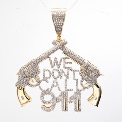 10k Yellow Gold 1.05CTW Natural Round & Baguette Diamond Gun Pendant 9.6g Charm