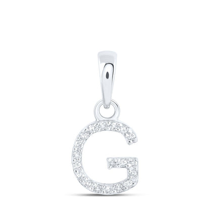 0.04CTW Natural Diamond 0.38g 10k White Gold Initial "G" Pendant Letter Charm
