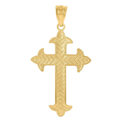 For Womens 10k Yellow Gold Textured Cross Religious Charm 1.1gms Pendant