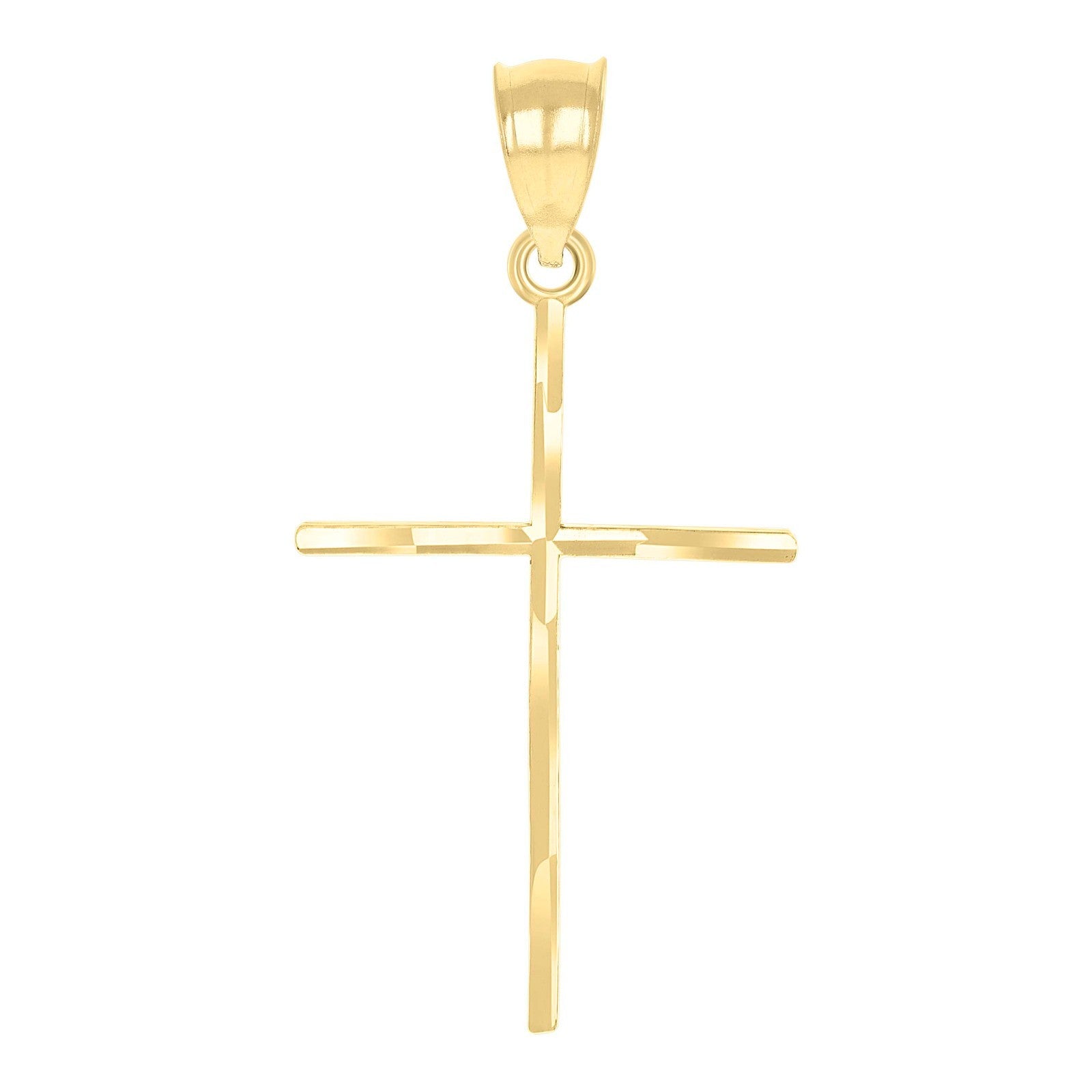 Polished 10k Yellow Gold Unisex Adult Cross Religious Charm Pendant 0.9gms