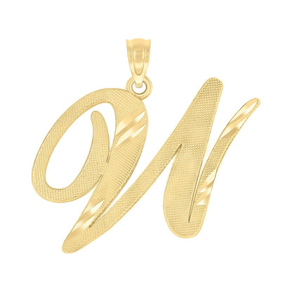 10k Yellow Gold Initial Letter "W" Pendant 1.5g Alphabet Unisex Charm