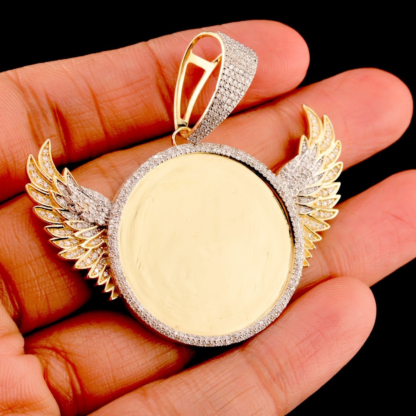 10k Yellow Gold 1.1CTW Natural Round Diamond Picture Memory Pendant 9.2g Charm