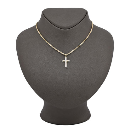Unisex 10k Yellow & White Gold Diamond Cut Cross Charm Religious 0.7gms Pendant