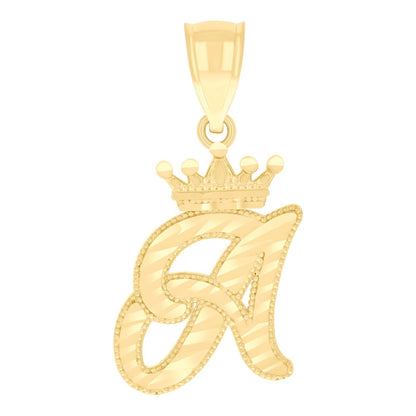 10k Yellow Gold Crown Initial Letter "A" Pendant 1.7g Alphabet Unisex Charm