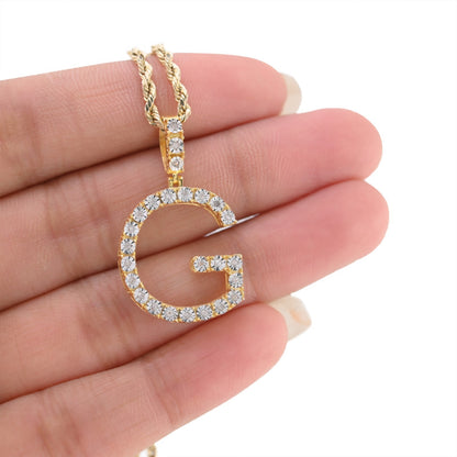 Plated 925 Sterling Silver Natural Diamond Pendant 2 grams Charm A to Z Initials