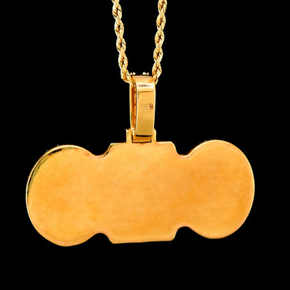 10k Yellow Gold 6.5CTW Round/Baguette Diamond "CEO" w/ Solid Back Pendant 24.1gm