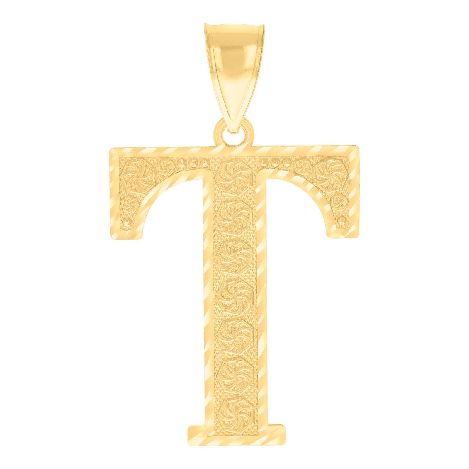 10k Yellow Gold Initial Letter "T" Pendant 3.1g Alphabet Unisex Charm