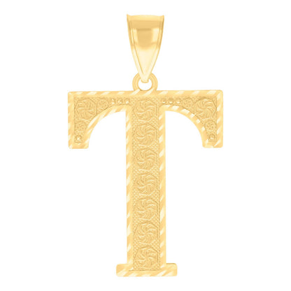 10k Yellow Gold Initial Letter "T" Pendant 3.1g Alphabet Unisex Charm
