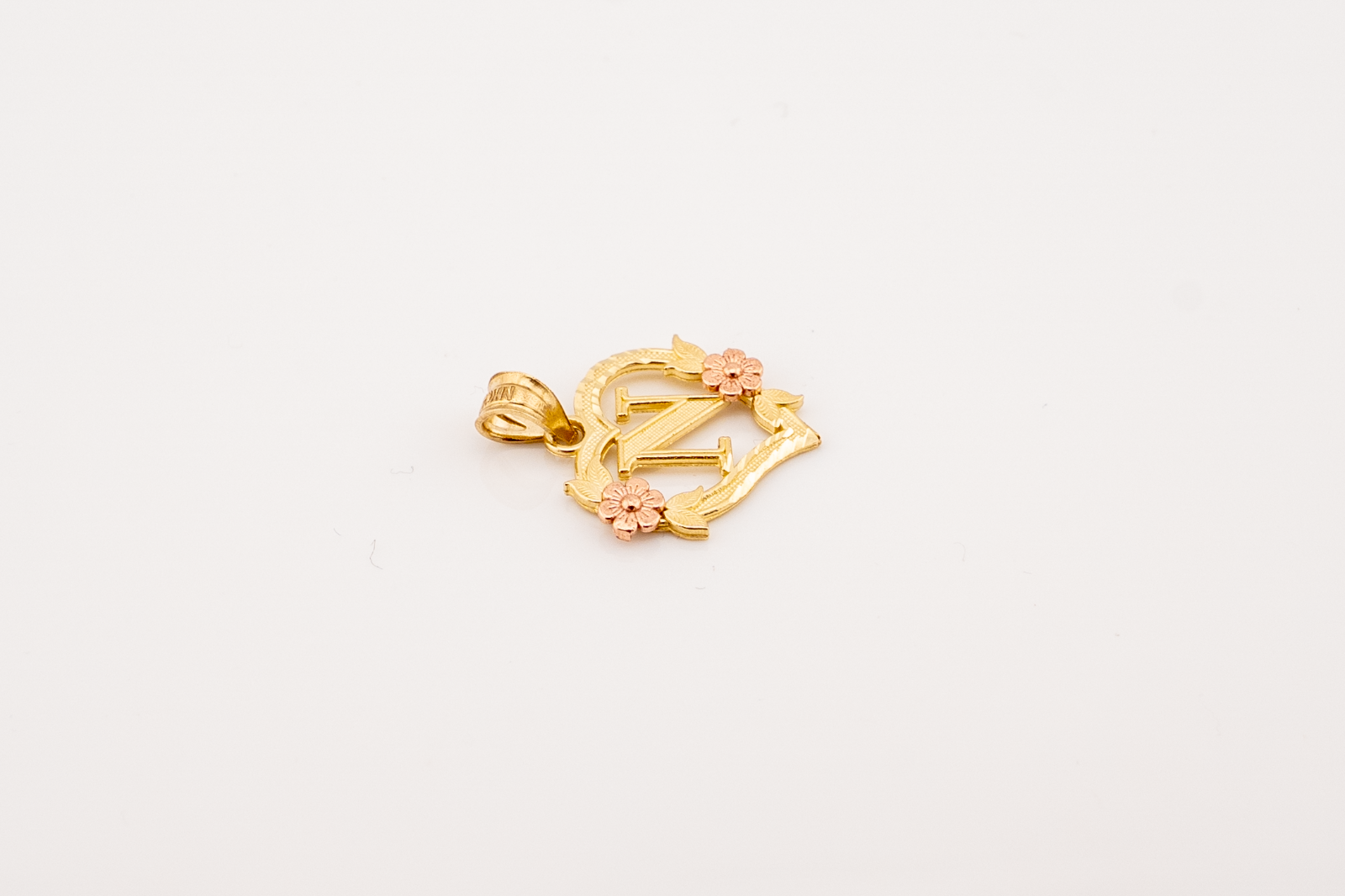 10k Yellow Gold "N" Alphabet Heart Pendant 0.9g Diamond Cut Initial Women Charm