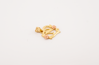 10k Yellow Gold "N" Alphabet Heart Pendant 0.9g Diamond Cut Initial Women Charm