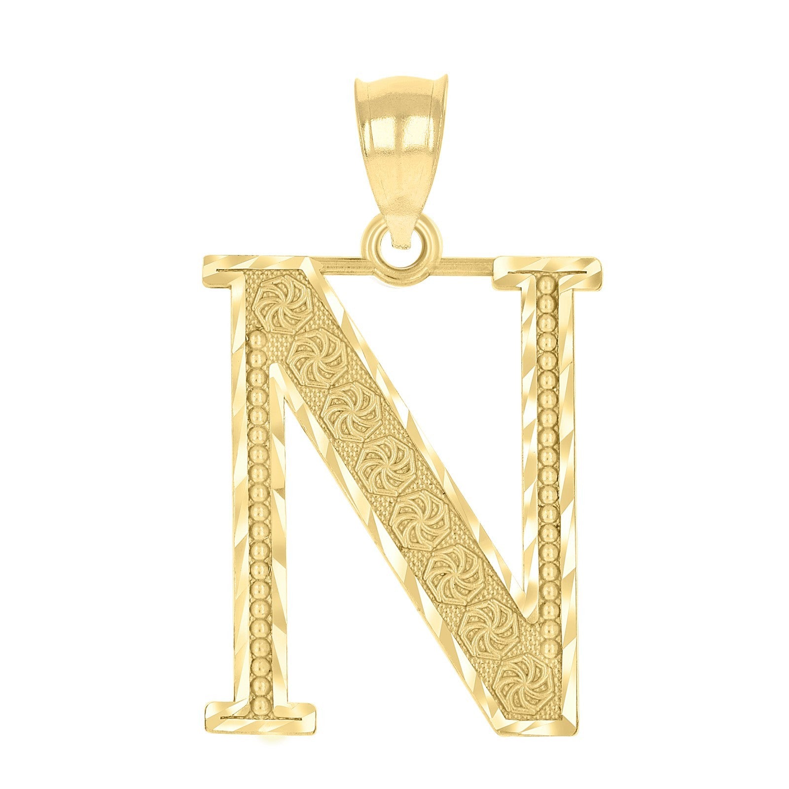 10k Yellow Gold Initial Letter "N" Pendant 2.4g Alphabet Unisex Charm