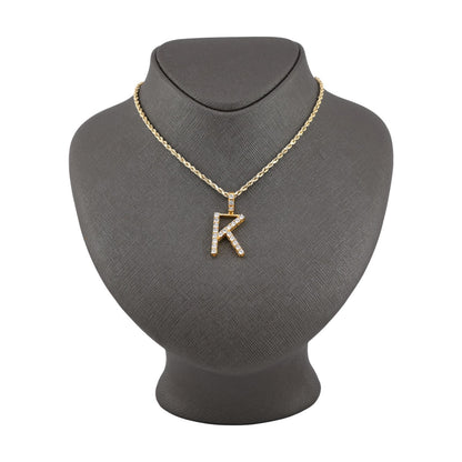 925 Yellow Natural 0.15 CTW Diamond Initial Alphabet "K" Pendant 2g Unisex Charm