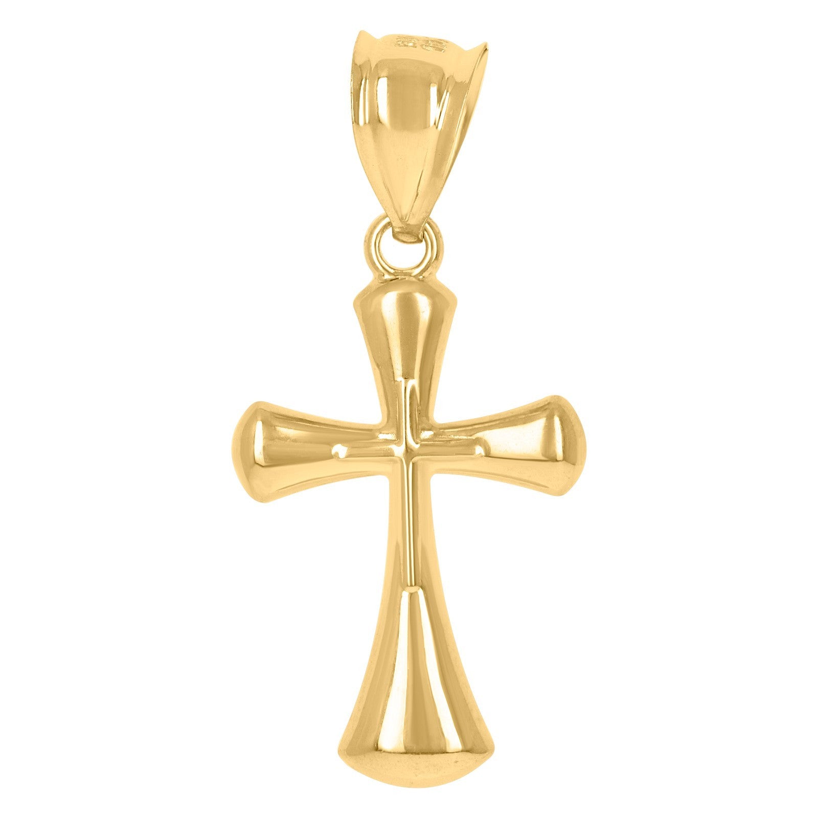 Pure 10k Yellow & White Gold Polished Mens Cross Religious Charm 1.1g Pendant